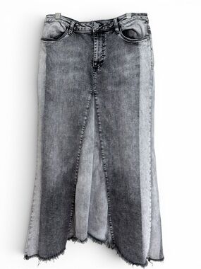 Wash Lab Selma Pieced Denim Maxi Skirt black size 30